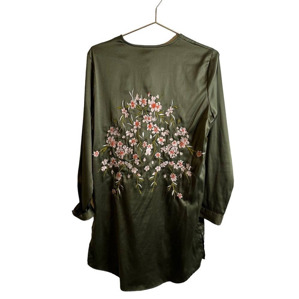 Vero Moda‎ Button Down Top Green Floral Embroidery M - Picture 2 of 7